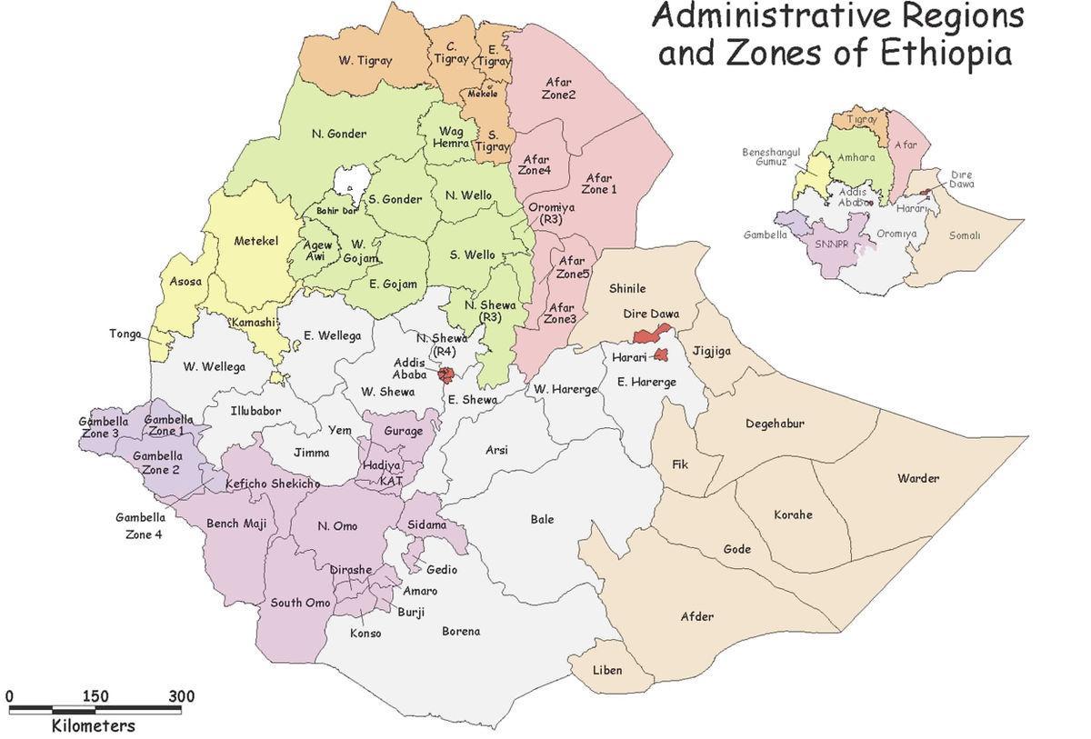 埃塞俄比亚县的地图
