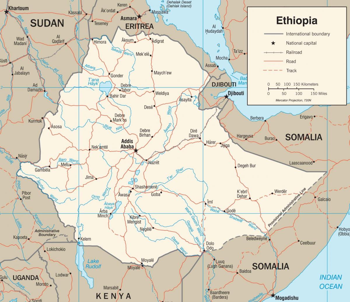 埃塞俄比亚公路网地图