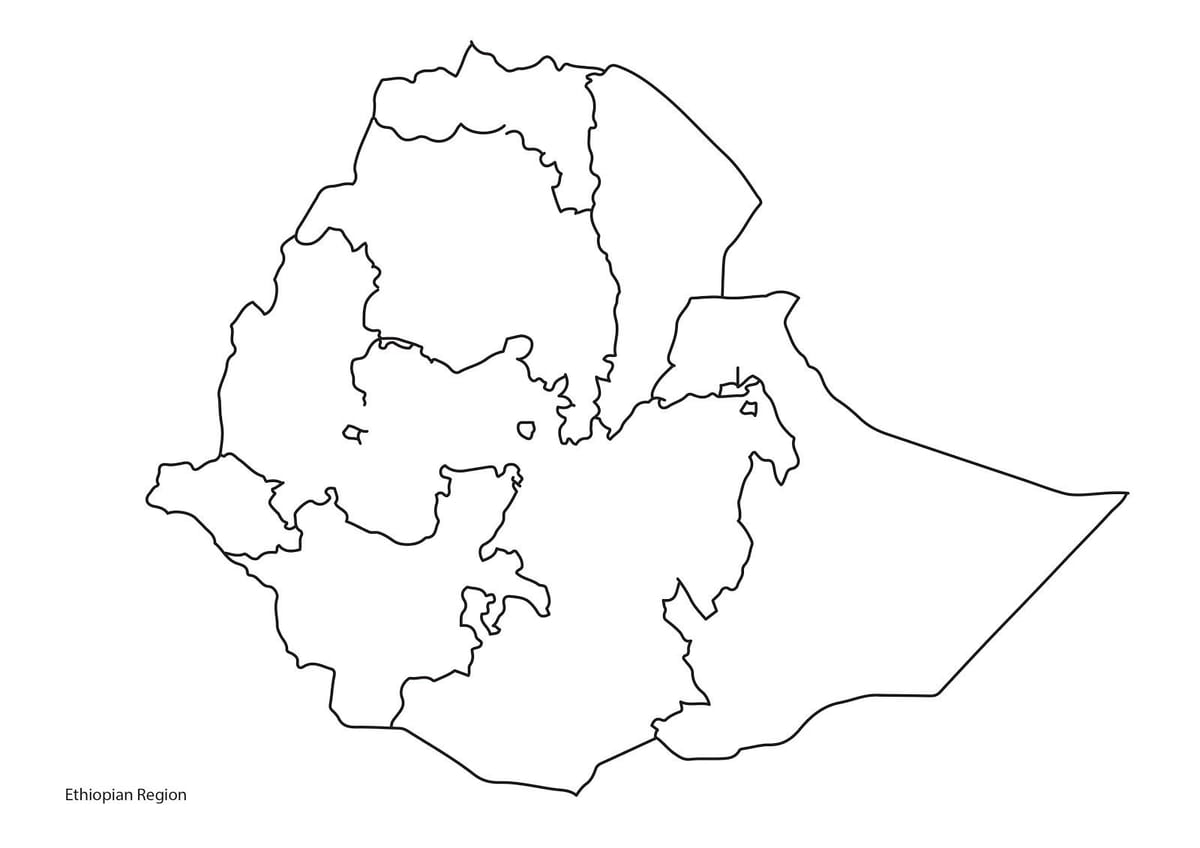 空白的地图，埃塞俄比亚