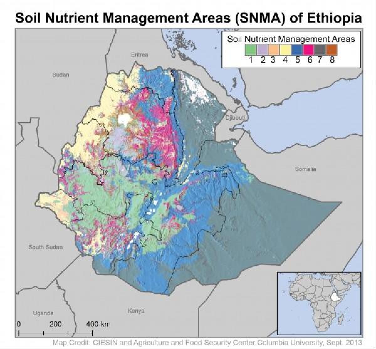地图的土壤图的埃塞俄比亚