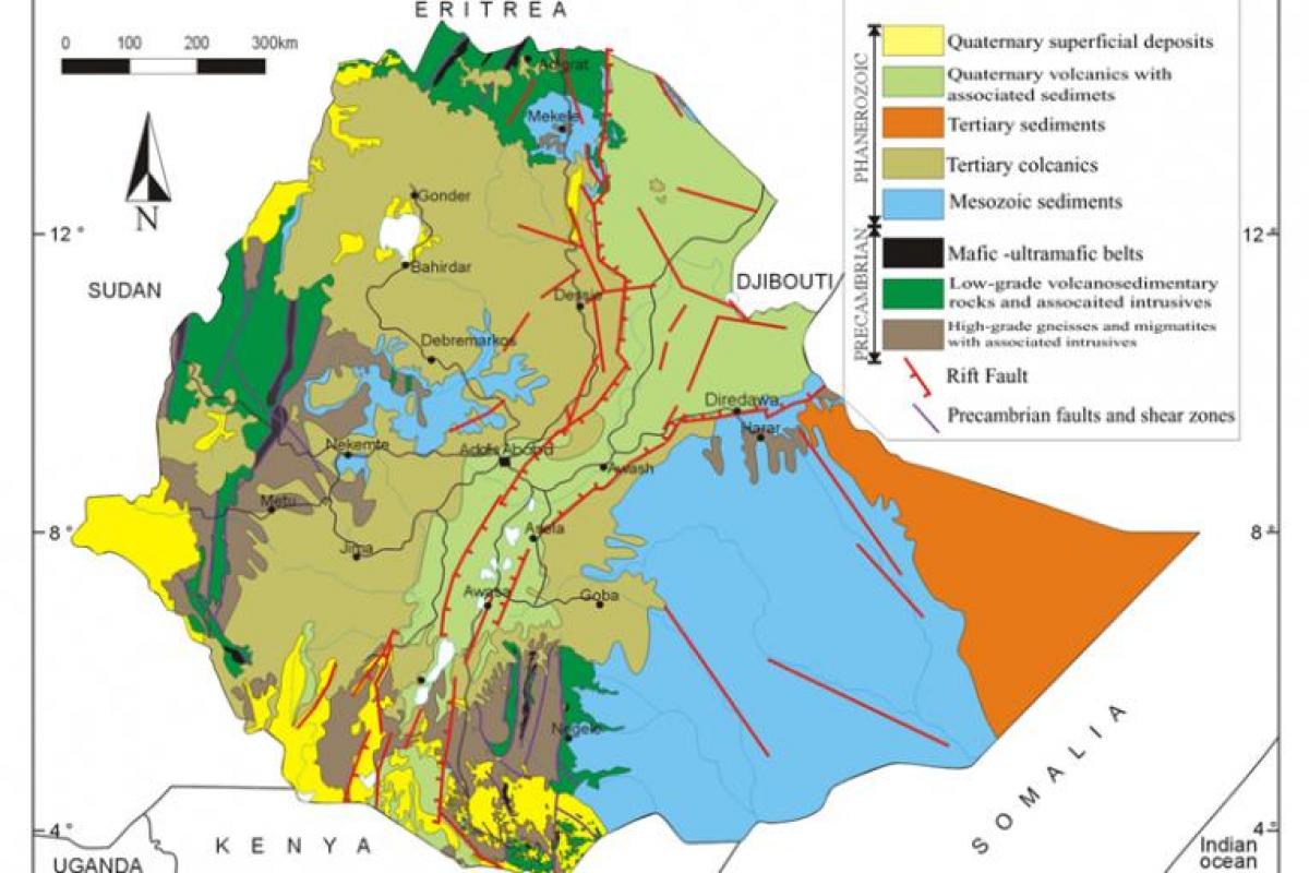 地图，埃塞俄比亚的自然资源