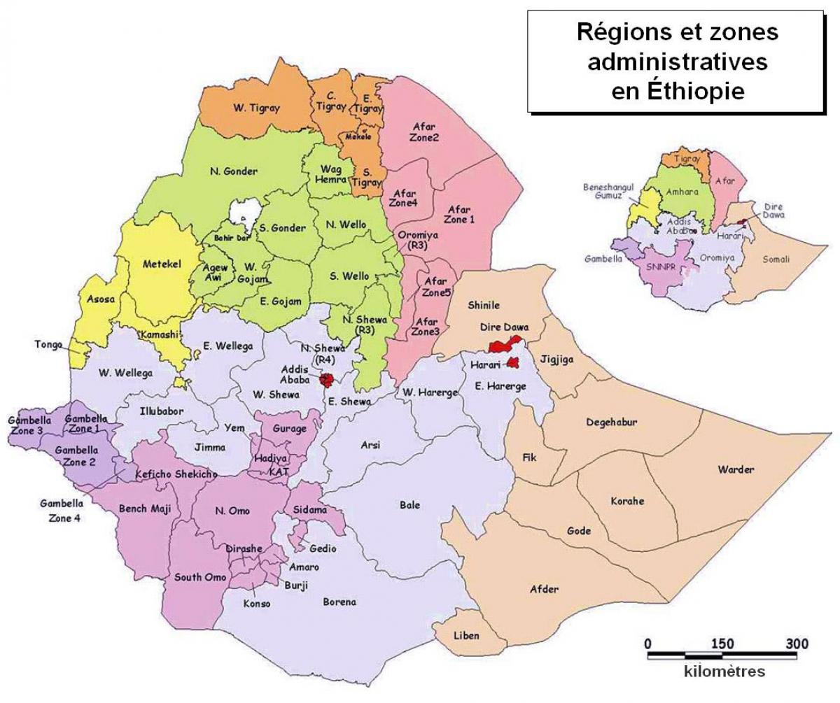 地图，埃塞俄比亚行政管理